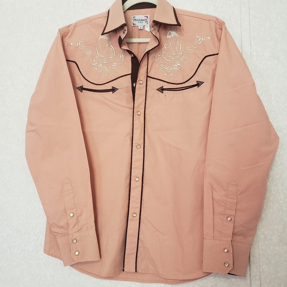 NEW ACE OF DIAMONDS COWBOY LONG SLEEVE SHIRT..SIZE:S